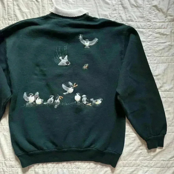 Vintage collared graphic sweatshirt autumn fall theme women’s size large grandma - Picture 7 of 8